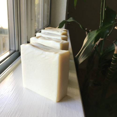 Five bars of handmade white soap